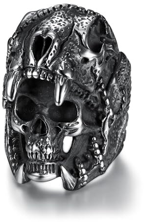 Hasdnker Ring Ringe Damen Bijouterie Herren Modischer Herrenring „Northern Ghost Army Skull“ Aus Der Skull-Serie, Us-Größe 9, Stahlfarbe 11501