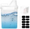 1800 ML Dispensador de Detergente para Lavadora, Caja de Almacenamiento Hermético, Dosificadora para Detergente en Polvo Líquido Suavizante con Vaso Medidor + Bolígrafo/Pegatina