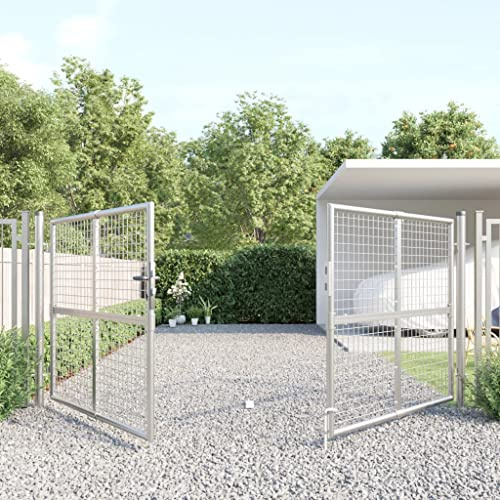 Festnight Cancelletto Giardino, Cancelletto Pedonale, Cancello Ferro Battuto, Cancelletto Esterno, Cancello da Giardino Rete Argento 300x175 cm Acciaio Zincato