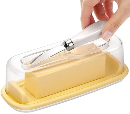 Beurrier - Conservation du Beurre,Plat de Service Transparent -Frais avec Coupe-Fromage pour Cuisine Frigo Plan de Travail