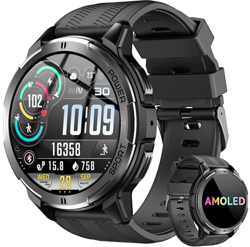 OUKITEL Montre Connectée Homme, Smart Watch Écran AMOLED de 1,43, Autonomie de 14 Jours, Étanche, Appel Bluetooth,Suivi du Sommeil, SpO2 100+Modes Sportifs,Information, Android & iOS