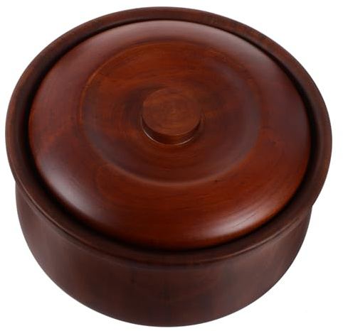 STOBAZA Cuenco de Madera con Tapa para Frutas y Aperitivos Recipiente Seguro para Hogar y Tienda Diseño Retro Simple Color Café
