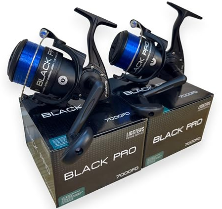 2 NEW LARGE BLACK PRO 70 FD SEA FISHING LIDSTERS BEACH PIER REELS BLUE LINE 7000