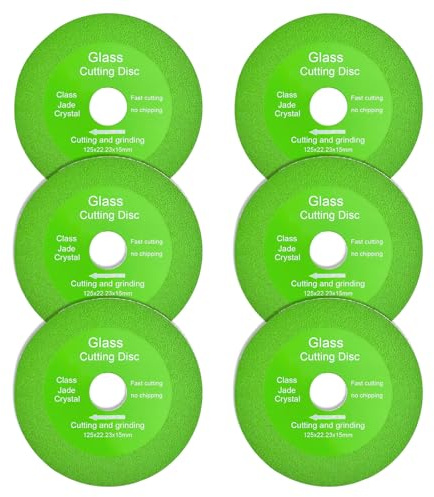 6PCS Glass Cutting Disc Set Diamond Cutting Discs for Angle Grinder Super Thin Cut Off Wheels for Ceramics Super Thin Cut Off Wheels for Ceramics, Jade, Crystal, 6PCS Washers
