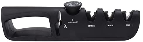 Afilador de cuchillos ajustable manual 4 en 1 herramienta de cocina con cuchillas de cerámica de de diamante de acero de tungsteno para uso en restaurantes en casa color negro