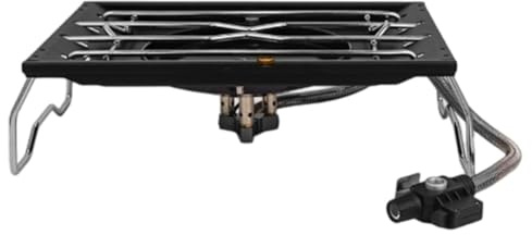 Vilgftyiet Fornello a gas portatile a 3 fuochi per campeggio, griglia da tavolo leggera con uscita 6000 W, corpo in acciaio inox 304, design pieghevole, compatibile con bombole a GPL