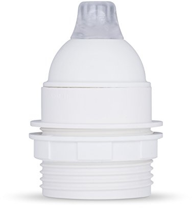 Partiell gängad hylsuttag E27 av termoplast, kräm-vit med dragavlastning – 3 st. stycken