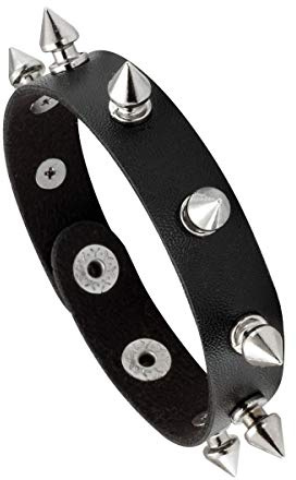 Eigso Armband Punk Gothic Weiche PU Leder mit Nieten und Knopfverschluss für Damen und Herren