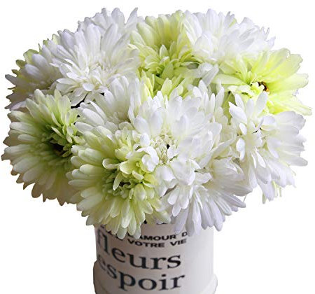 cn-Knight Künstliche Blume,3 Bündel 28cm Seidenblumenstrauß für Braut,Brautjungfer,Corsage,Boutonniere,Heimdekoration, Büro,Party,Weiß und Grün