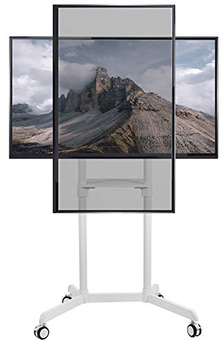 VIVO Mobile Premium TV Cart for 32 to 88 inch Screens up to 154 lbs, Samsung Digital Flipchart, Microsoft Surface Hub 2S, Portrait to Landscape, Shelf, Wheels, Max VESA 600x400, White, STAND-TV02PW