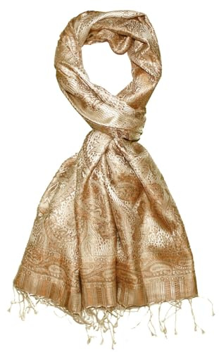 Lorenzo Cana Luxus Herren - Schal Schaltuch jacquard gewebt 100% Seide Paisley Muster Seidenschal Seidentuch Gold Beige 7865411