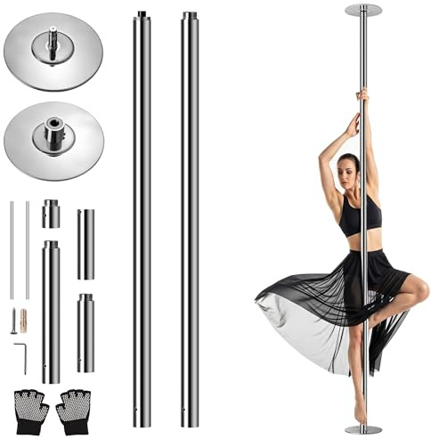 SereneLife barra pole dance, De baile, Plegable, Ejercicio, Para bailarinas, Principiantes, Ejercitadores, Atletas, Gimnasia, Fitness, Profesional, Clubes, Bares, Estudio, 1.21mts x 2