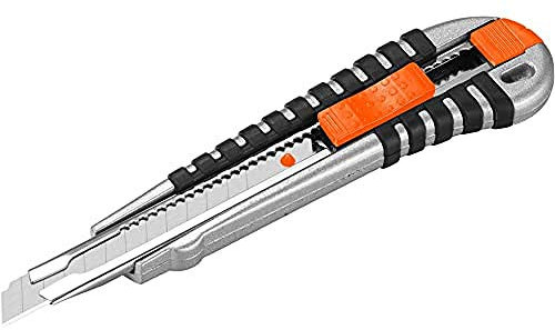 EDMA - Cúter Zincado Hoja Divisible 9mm - Cuchillo con Sistema de Bloqueo de Seguridad y Cambio Rápido de Cuchilla - 170355 - Herramienta Manual de Calidad para Uso Profesional y Doméstico