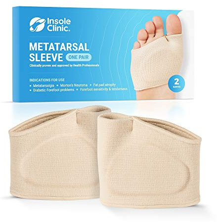 Insole Clinic Metatarsal Pads for Men & Women – Ball of Foot Cushions for Pain Relief, Metatarsalgia, Morton's Neuroma, Blisters, Calluses – Gel Forefoot Support L (3-7.5)