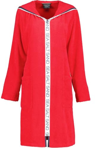 Cawö Home Bademäntel Damen Reißverschluss mit Kapuze Sea Salt Sand 3101 rot - 203 XL