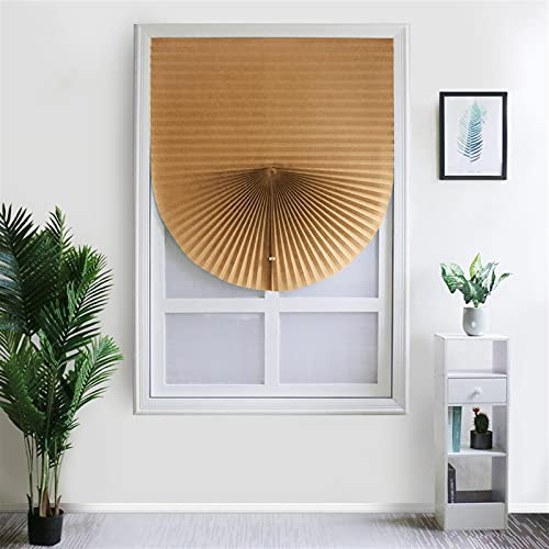 Heavyoff Faltjalousie Plissee Faltrollo Ohne Bohren mit Selbstklebend Thermo-Plissee Blickdicht für Fenster und Tür Sichtschutz und Sonnenschutz 90x180cm/35 W x 70.8 H Braun