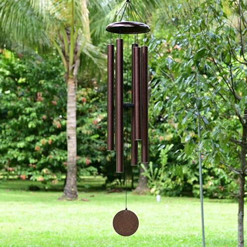 Vanquer Großes Windspiel für den Außenbereich – 121 cm Windspiel im Freien, tiefer Windspiel, Windspiele im Freien, Gedenk-Windspiele, Trauergeschenk, Gartenterrasse, Heimdekoration, Bronze