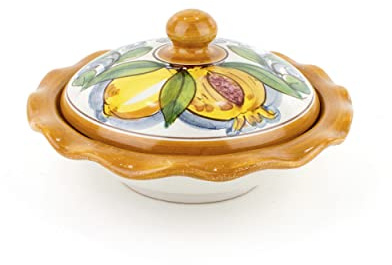 CEAR ceramiche - Süßigkeitenschale, Keksdose, Pralinenschale, Schmuckschatulle aus sizilianischer Keramik aus Caltagirone, vollständig von Hand gefertigt und dekoriert, Ø 17 cm.