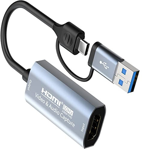 Video Capture Card, 4K Cam Link Card HDMI to USB USBC 2-in-1 Capture Card, 1080P60HZ Video Capture Device for Gaming, Streaming, Compatible with Mac OS System Windows for PS4/5, Switch, Xbox1