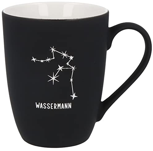 Spruchreif Tazza soft touch nera Acquario – Tazza incisa su entrambi i lati con segno zodiacale | Regalo personale per i nati Acquario