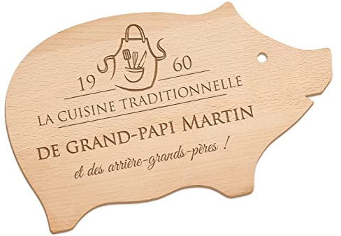 Maverton Planche en bois de hêtre à personnaliser | Planche à découper gravée, Plateau pour homme, pour chef et amateur de cuisine, pour anniversaire, pour lui/papa, papy