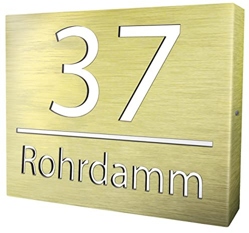 Ersatzteil 30x40cm FRONT Golden Hausnummer Beleuchtet Led aus Aluminium von PRINTIMA