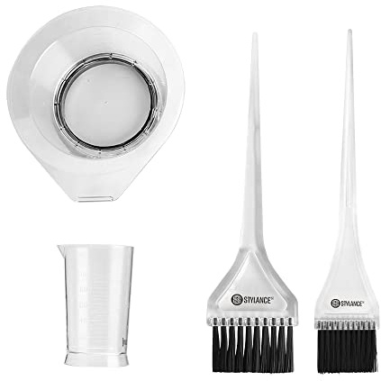 STYLANCE 4pc Professional Salon Hair Dye Kit - Bleaching, Dyeing, Mixing Bowl, Measuring Cup, Coloring Tools for DIY Salon