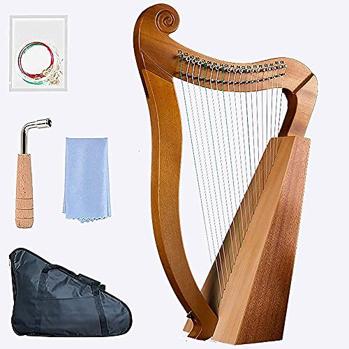 MBROS 15/19 Saiten-Lyra-Harfe, Saiteninstrumente, Lyra-Handharfe im antiken Stil mit Ton-Stimmschlüssel-Tonabnehmer und schwarzer Gigbag für Anfängermusik