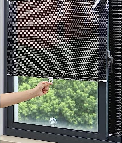 GOFOHIMI Tende Avvolgibili Oscuranti Senza Foratura,tapparelle Oscuranti con Ventose per Finestra da Tetto,Tende a Rullo Parasole Nere a Scomparsa,persiane Temporanee（W40xL60cm/16x24in）