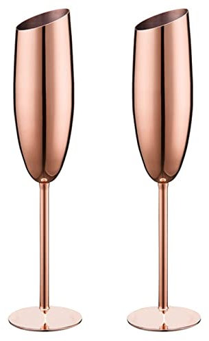 FnnEmg Weinglas 304 Edelstahl Schrägschirme Champagnerglas Hoher Cocktailglas Martini Glass Bar Stemware for Kaltes Getränk 201-300ml Logo Benutzerdefinierte Weinglas Plastik (Size : Rose Gold)