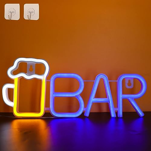 DWOOKE Bar Neon Signs Beer Neon Light for Wall Decor Battery/USB Powered Neon Light Sign for Bedroom Light up Neon Bar Sign for Home Party Bar Store Club Pub Gifts (Blue)