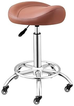 BZJPRFC Ergonomischer Sattelstuhl, Sattelhocker, Rollender Sattelhocker Mit Rollen, Verstellbarer Hydraulischer Hocker Mit Rollen, Geeignet for Büros Und Make-up-Studios (Color : Brown)