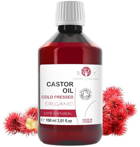 Huile de Ricin Organique, Sérum pour Cils et Sourcils, Huile Cheveux et Capillaire, Pousse Cheveux et Barbe Très Rapide, Anti Chute Naturel, Ongles et Cuticules, BIO Castor Oil 100 ml