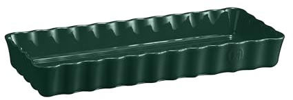 Emile Henry Kuchenform, rechteckig, lang, Keramik, 15 x 36 cm, Zederngrün