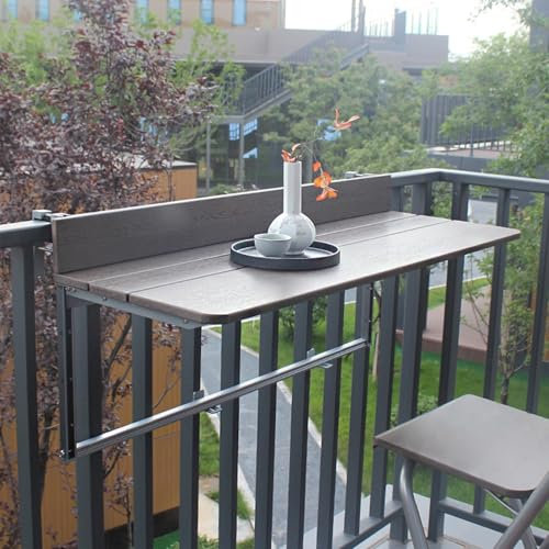 NEONMAN Balkonhängetisch Klappbarer Balkonhängetisch Hängetisch Balkongeländer Tisch Klappbar Hängetisch Balkontisch zum Einhängen Balkon Tisch Balkontisch Klein Höhenverstellbar Balkonhängetisch(120X