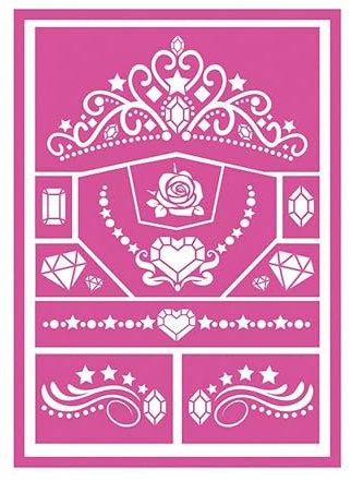 FIESTAS GUIRCA | Prinzessin Kinder Make-up Schablone (14x20 cm) - Make-up Set für Kostümpartys, Prinzessinnen, Halloween, Karneval und Feiern - Ideal für Kinder - Rosa