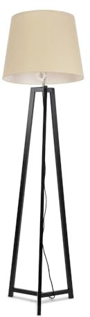 ValueLights | Black Wood Tripod Floor Lamp with Beige Tapered Fabric Lampshade Living Room Light | Floor Lamps, Home Décor & Improvement Essential | Included LED Bulb