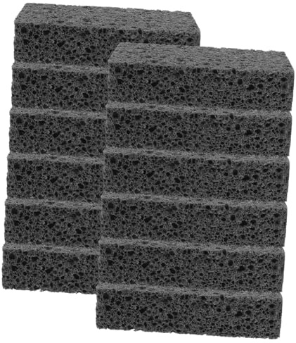 12 Pack Black Cellulose Cleaning Sponges for Kitchen Washing | Reusable and Washable, Thorough Cleaning Performance, Compact 12pcs Set for Dish and Wok Scrubbing