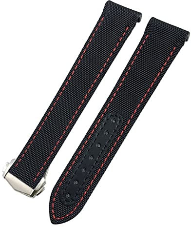 GSZCCZS 20 mm Canvas-Leder-Armband für Omega Seamaster 300 Speedmaster AT150 Planet Ocean Nylon-Uhrenarmband
