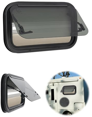 Ventana para caravana, 500 x 300 mm, ventana de 85°, autocaravana E4 con mosquitero y toldo integrado, ventana lateral, autocaravana con cierre deslizante exterior
