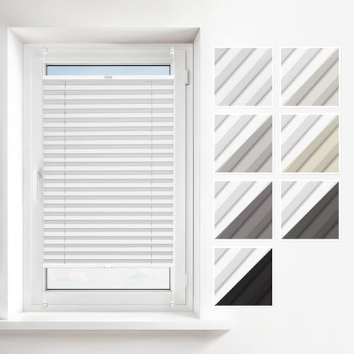 Estika Store plissé Thermo sans percer - 125 x 150 cm - Couleur: Blanc - Store plissé Thermique Klemmfix pour fenêtres, Disponible en différentes opacités, avec Accessoires de Montage