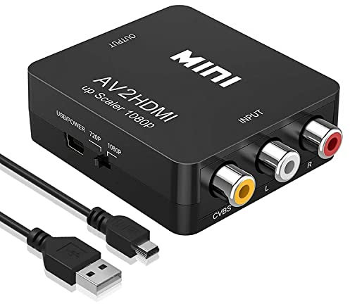 Convertitore AV a HDMI Convertitore da RCA a HDMI adattatore hdmi,1080P adattatore av Hdmi R-ca to hdmI convertitore rca h-dmi supporta PAL/NTSC con USB Cavo per PS2 Wii Xbox Gamecube N64 SNES VHS DVD