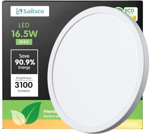 Deckenlampe LED Deckenleuchte Rund Flach Ø30cm 16.5W 4000K 3100LM,IP44 Wasserfest Klein Badezimmer Lampe,Badlampe Decke Küchenlampen Modern Schlicht Weiß Ideal für Bad/Balkon/Keller/Schlafzimmer/Flur