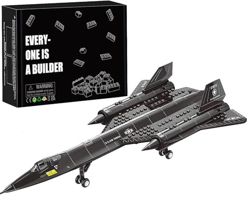 Finger Rock SR-71 Flugzeug Blackbird Kampfjet Klemmbausteine,1:74 Jet Flugzeug Modellbausatz Klemmbausteine Kampfflugzeug Bausteinset Spielzeug Kreative Geschenke für Jugendliche or Erwachsene