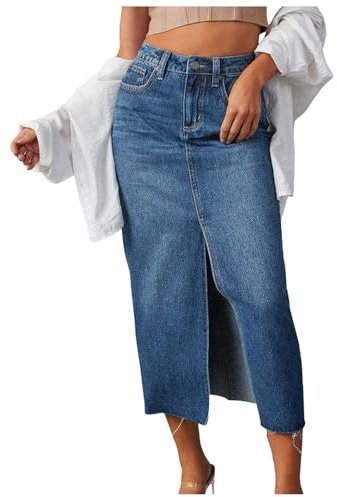 Falda de ocio para mujer de cintura alta jean con bolsillos de cintura media elástica falda midi ceñida al cuerpo verano jean elástica falda para mujer ropa callejera mujer faldas casuales de moda