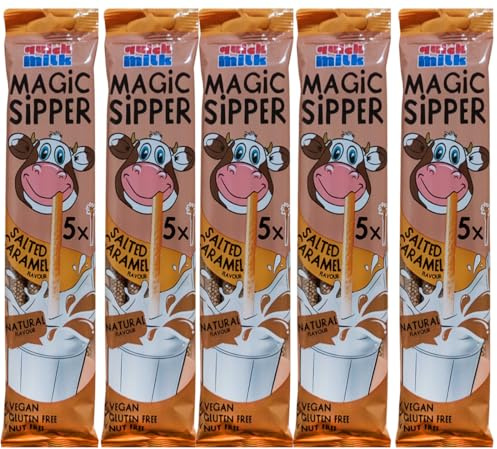 QUICK MILK - Salted Caramel - Trinkhalme mit Salzkaramell - 5 Stück (25 Halme)