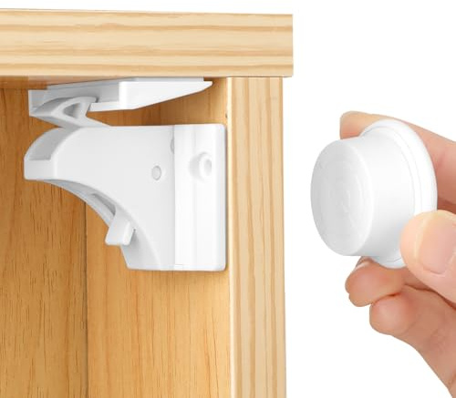 Serrure magnétique pour armoire de sécurité pour bébé, 20 serrures avec 4 clés, fermeture magnétique pour enfants, sécurité invisible pour armoires et tiroirs