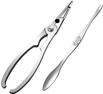 Mipcase Pince à Crabe 2Pcs Acier Inoxydable Outil pour Manger Fruits de Mer Antidérapante Pince à Homard Kit la Cuisine