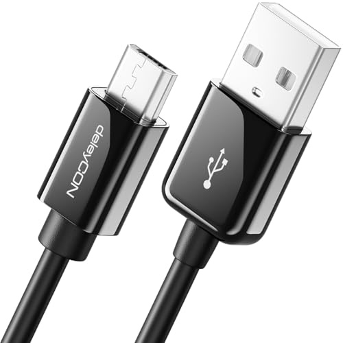 deleyCON 5m Micro USB Ladekabel Datenkabel - Schwarz | Kompatibel für Android Handys, Smartphones, Tablets, MP3 Player, Kameras uvm.