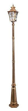 MYUYEE Lampada a Colonna Vintage a 1 Via Moderna Lampada da Esterno palo da Terra IP55 Impermeabile palo Alto in Vetro palo Stradale in Alluminio pressofuso,Bronzo-H-2,4m